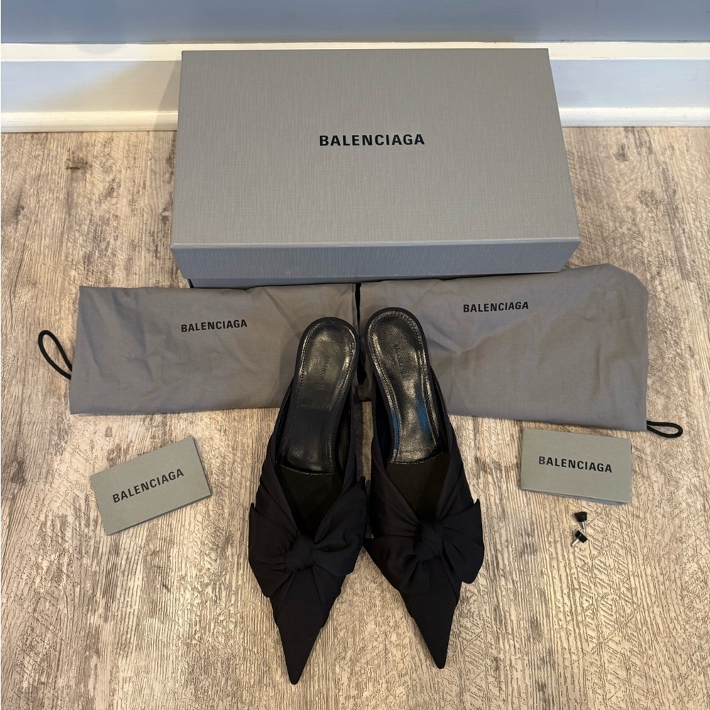 Balenciaga Knife Edge Mule Kitten Heel Sleek and Stylish - Picture 2 of 10